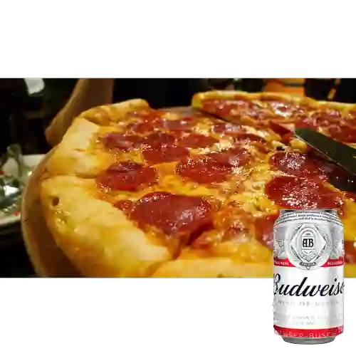 Combo Pizza Pepperoni + Budweiser 350 ml