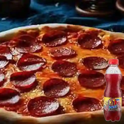 Combo Pizza Pepperoni + Hit Mora 500 ml