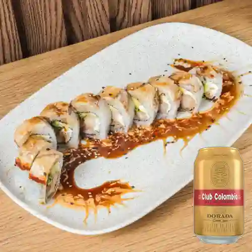 Combo Dragón Roll + Club col. Dorada Lta 330ml