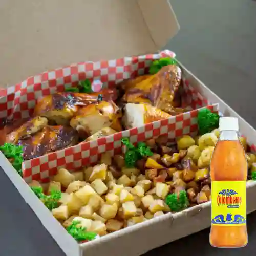 1/2 Pollo Ruster con Acompañamientos + Colombiana Postobon 300ml