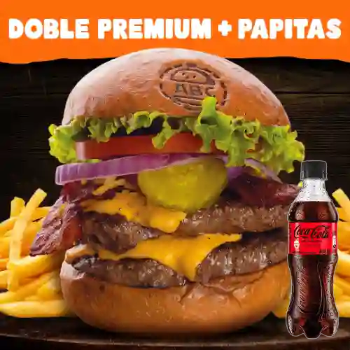 Combo Hamburguesa Doble Premium +Cocacola S/az 400ml