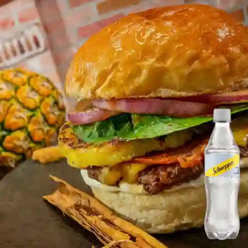 Combo Hamburguesa Hawai + Schweppes Soda 400ml