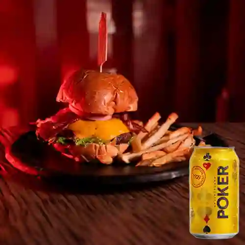 Combo Hamburguesa c/ Extra Tocineta + Poker Lta 330ml