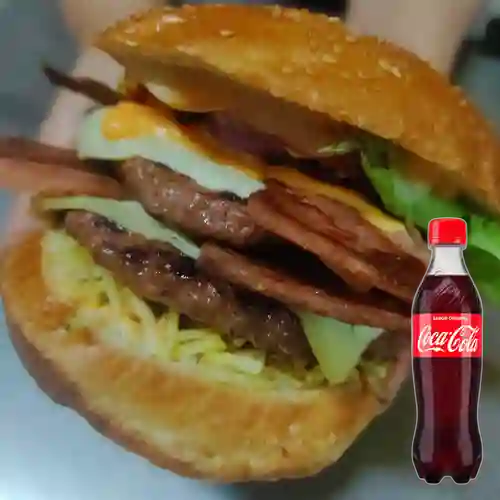 Combo Hamburguesa Doble Res +Cocacola Orig 400ml