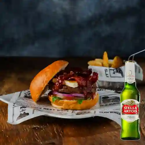 Combo Burger Chester New York + Stella Artois 355 ml