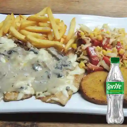 Pechuga Gratinada Salsa Champiñón +Sprite Org 400ml
