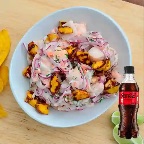 Combo Ceviche Carnavalero +Cocacola S/az 400ml