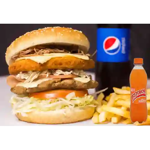 Combo Hamburguesa Marioneta + Naranja Postobón 500 ml
