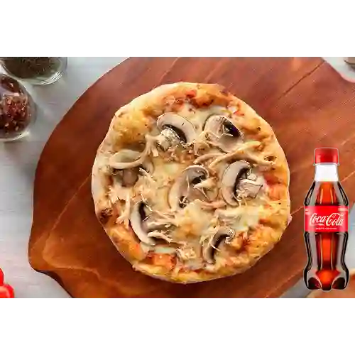Pizza de Pollo c/ Champiñones +Cocacola Org 250ML