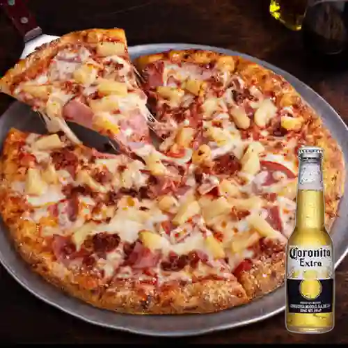 Combo Pizza Hawaiana con Pepperoni + Coronita Bot. 210ml