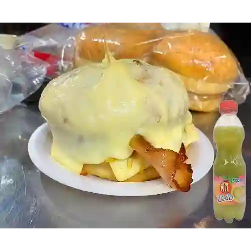 Hamburguesa Doble Carne c/ Tocineta +Hit Lulo 500ml