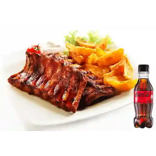 Combo Costilla Ahumada en Salsa BBQ + Coca Cola Sin Azúcar 250ML