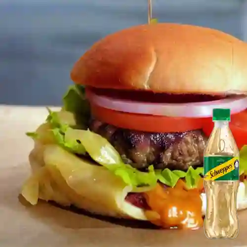 Hamburguesa Media Libra +Schweppes Ginger Ale 400ml
