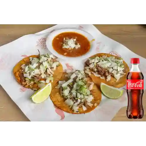 Combo Tacos de Birria X3 + Coca Cola Original 400 ml