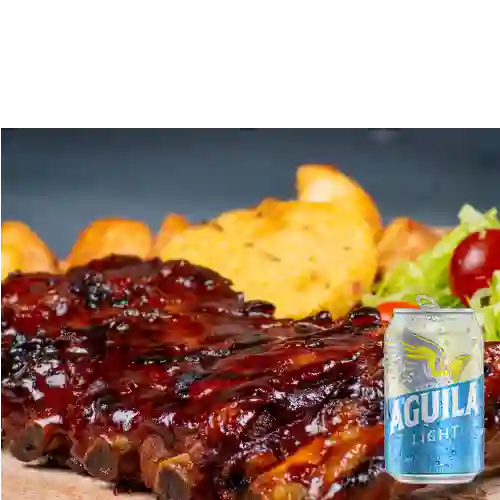 Combo Costillas Media Rack + Aguila Light 355 ml