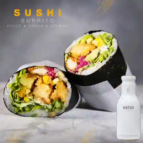 Combo Sushi Burrito Pollo + Te Hatsu Blanco 400 ml