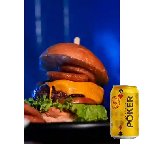 Combo Hamburguesa de Aros de Cebolla + Poker Lta 330ml