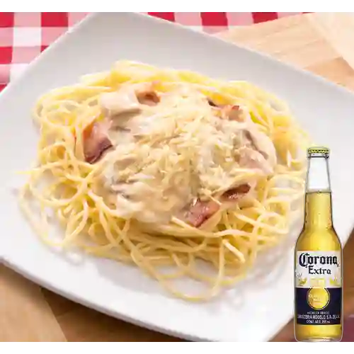 Combo Pasta Carbonara + Corona Extra 355 ml