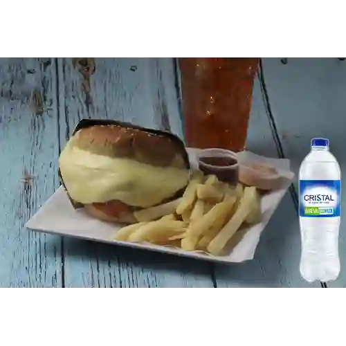Combo Hamburguesa Res + Cristal Sin Gas 600 ml