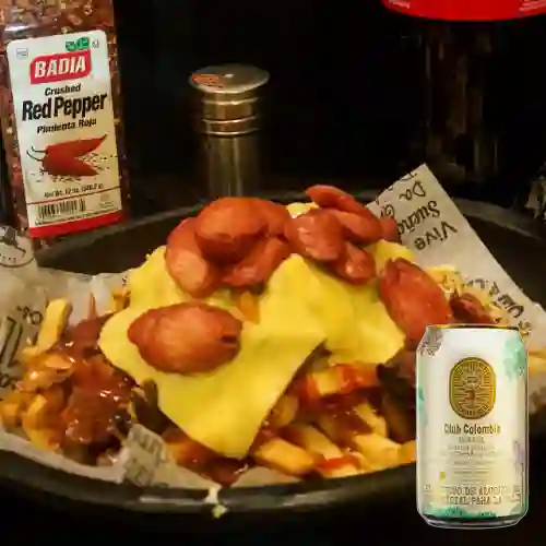 Combo Salchipapa Bovinos + Club Colombia Dorada 330 ml