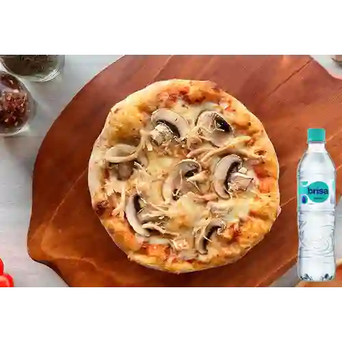 Combo Pizza de Pollo c/ Champiñones +Brisa S/gas 600ML