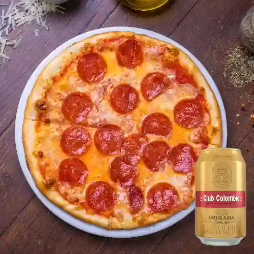 Combo Pizza Pepperoni + Club col. Dorada Lta 330ml