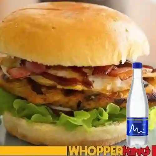 Combo Whopper Pollo Bbq +Agua Manantial S/gas de 600ml