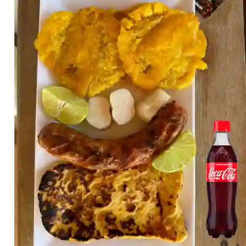Chorizo +Queso Asado +Patacones +Cocacola Org 400ml