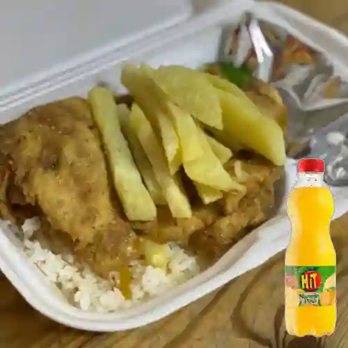 Combo Cena Chuleta de Pollo + Hit Naranja 500 ml
