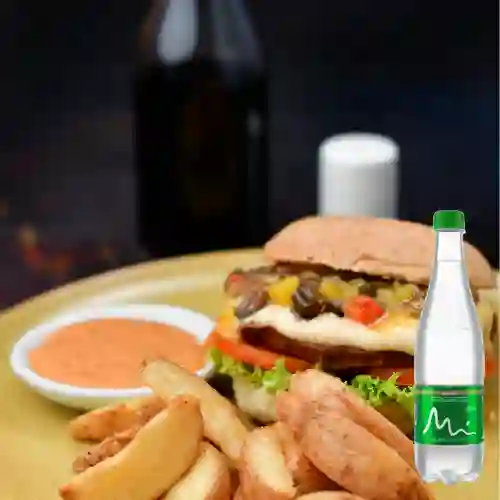 Combo Vegan Burguer + Manantial Con Gas 600ML