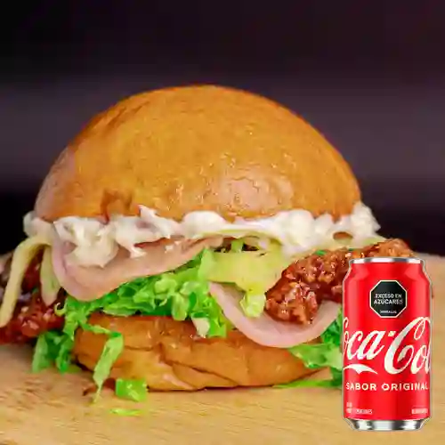 Hamburguesa Pollo Crunchy Bbq +Cocacola Org 330ML