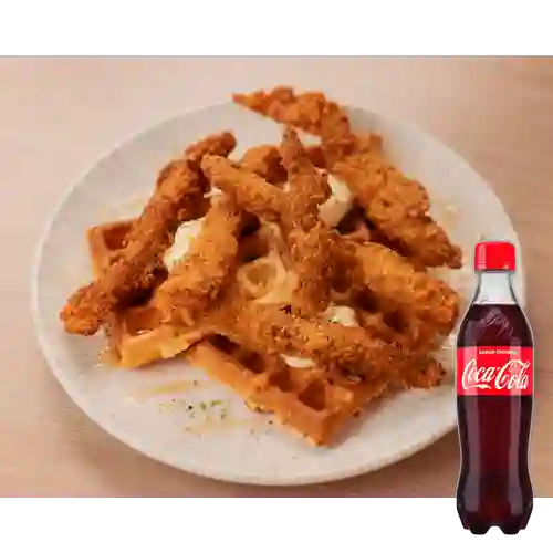 Combo Gofre de Pollo Crispy + Coca-Cola Sabor Original 400 ml