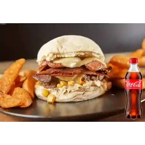 Combo Hamburguesa Rústica+papas +Cocacola Orig 400ml