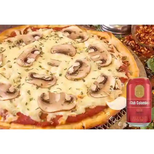 Combo Pizza Champiñón&Pollo + Club col. Roja Lta 330ml
