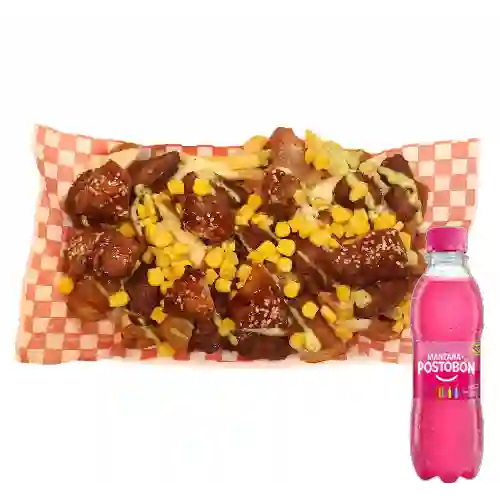 Combo Salchipapa de la Casa + Postobón Manzana 250 ml