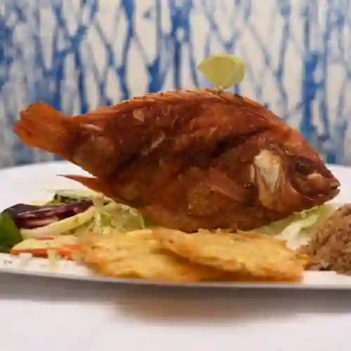 Mojarra Frita +Patacón Camaronero +Cocacola Org 400ml