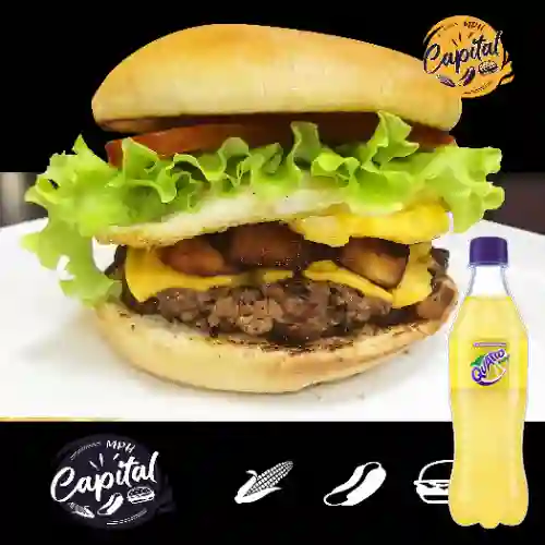 Combo Hamburguesa Colombiana + Quatro Original 400ML