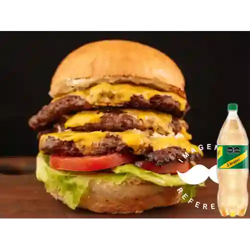 Hamburguesa Triple Queso +Schweppes Ginger Ale 1.5l