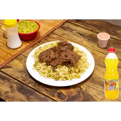 Calentado c/ Carne Sudada +Hit Piña Naranja 500ml