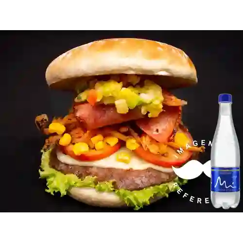 Combo Hamburguesa Ranchera + Manantial Sin Gas 600ML