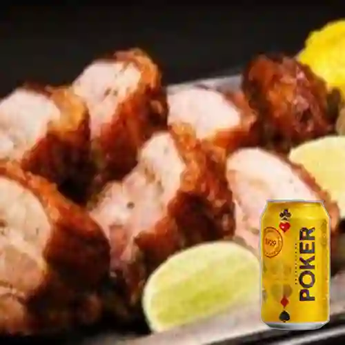 Combo Costilla Chicharronada + Cerveza Poker Lta 330ml