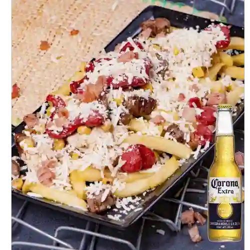 Combo Papas Locas Carnivoras + Corona Extra 355 ml