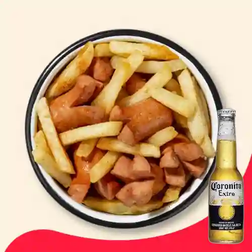 Combo Salchipapa Altoque + Cerveza Coronita 210 Cc