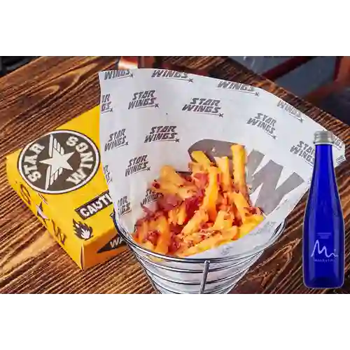 Combo Papas Cheese Bacon + Manatial Sin Gas 300ML