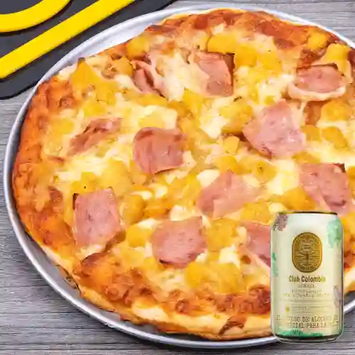 Combo Pizza Hawaiana + Club Colombia Dorada 330 ml