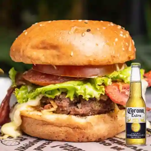 Combo Hamburguesa Especial + Cerveza Corona Bot. 355ml