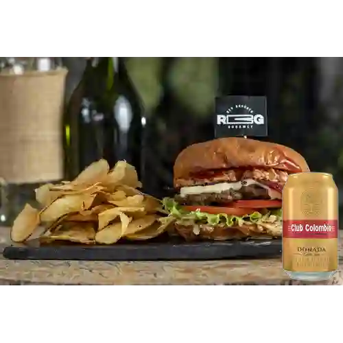 Combo Hamburguesa Burguesa + Club Col. Dorada Lata 330ml