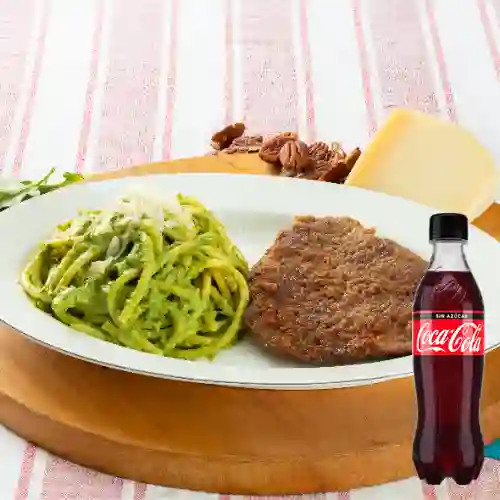 Bucatini en Pesto&Sabana de Lomo +cocacola S/az 500ml