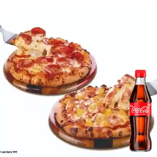 Doble Sabor 2 Pizzas Personales +Cocacola Org 300ML