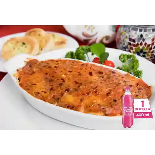Combo Lasagna Mixta + Manzana Postobon 400 ml